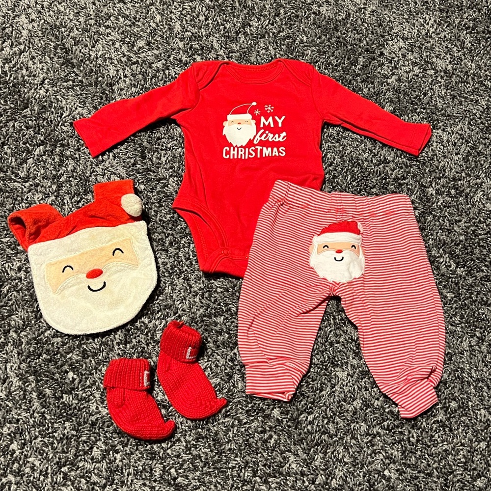 ❌SOLD❌ Carters 3mo Red “My First Christmas” Baby One Piece Set